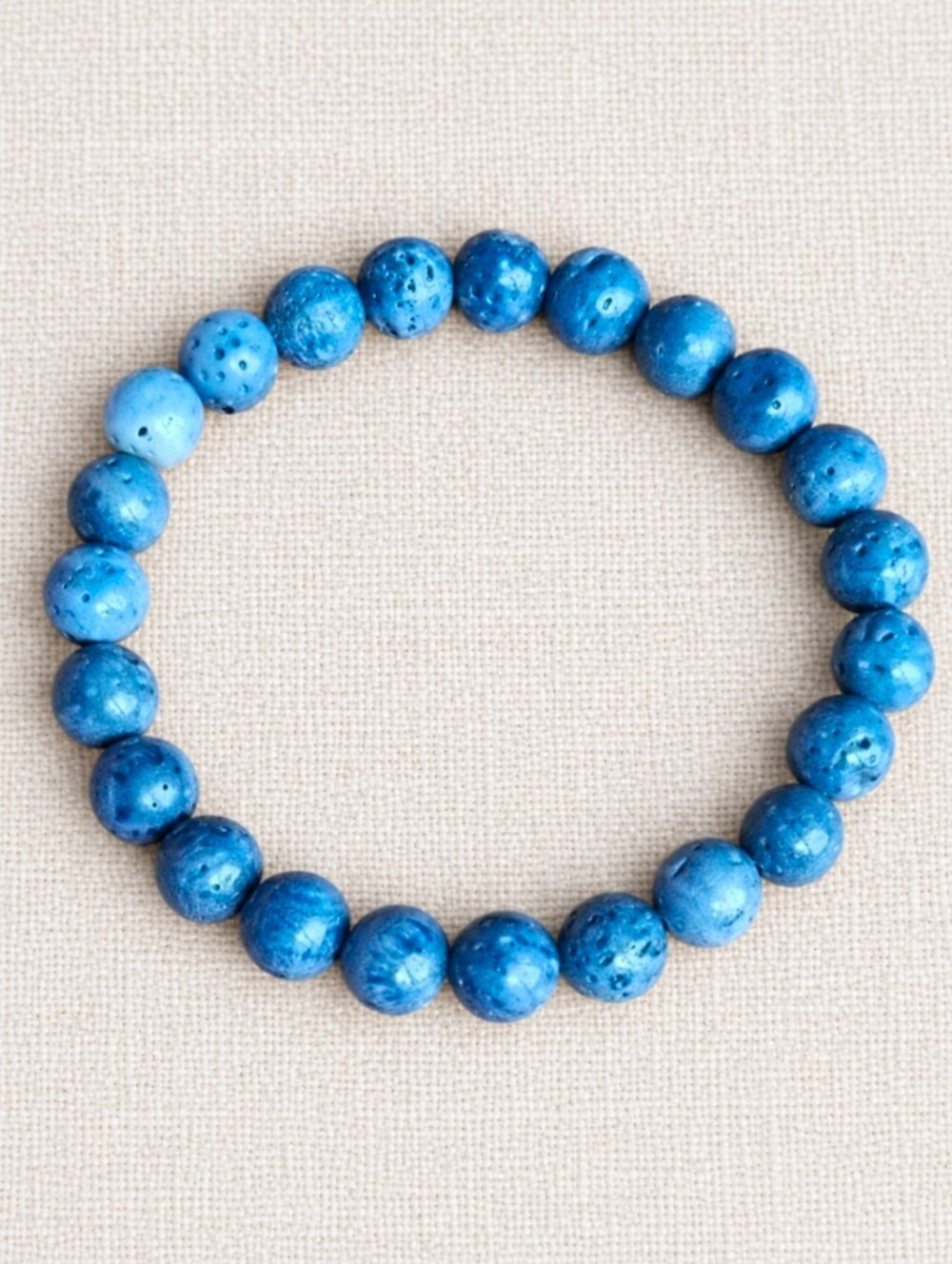 Blue Coral Beaded Stretch Bracelet | Handmade